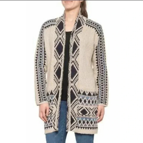 LUCKY BRAND Tribal Diamond Aztec Boho Western Open Front Cardigan Sweater(XS/S) - Picture 1 of 12